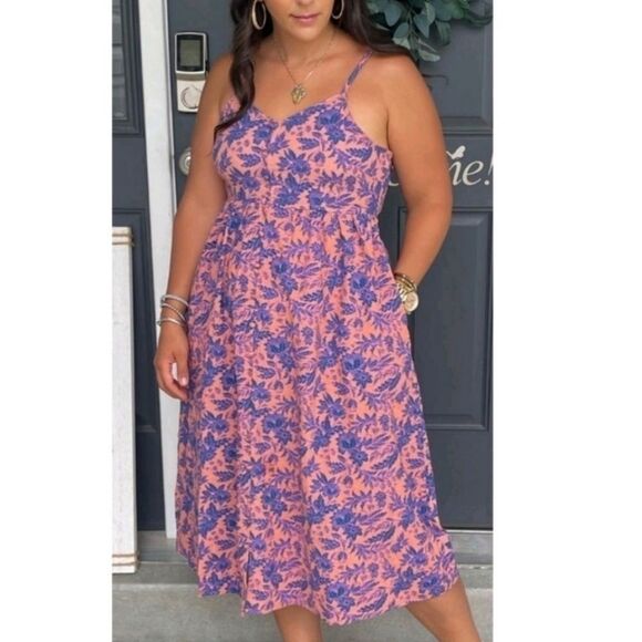 UNIVERSAL Thread Sleeveless A-Line Tie back dress Pink Purple Floral Size Xxl - Picture 2 of 8